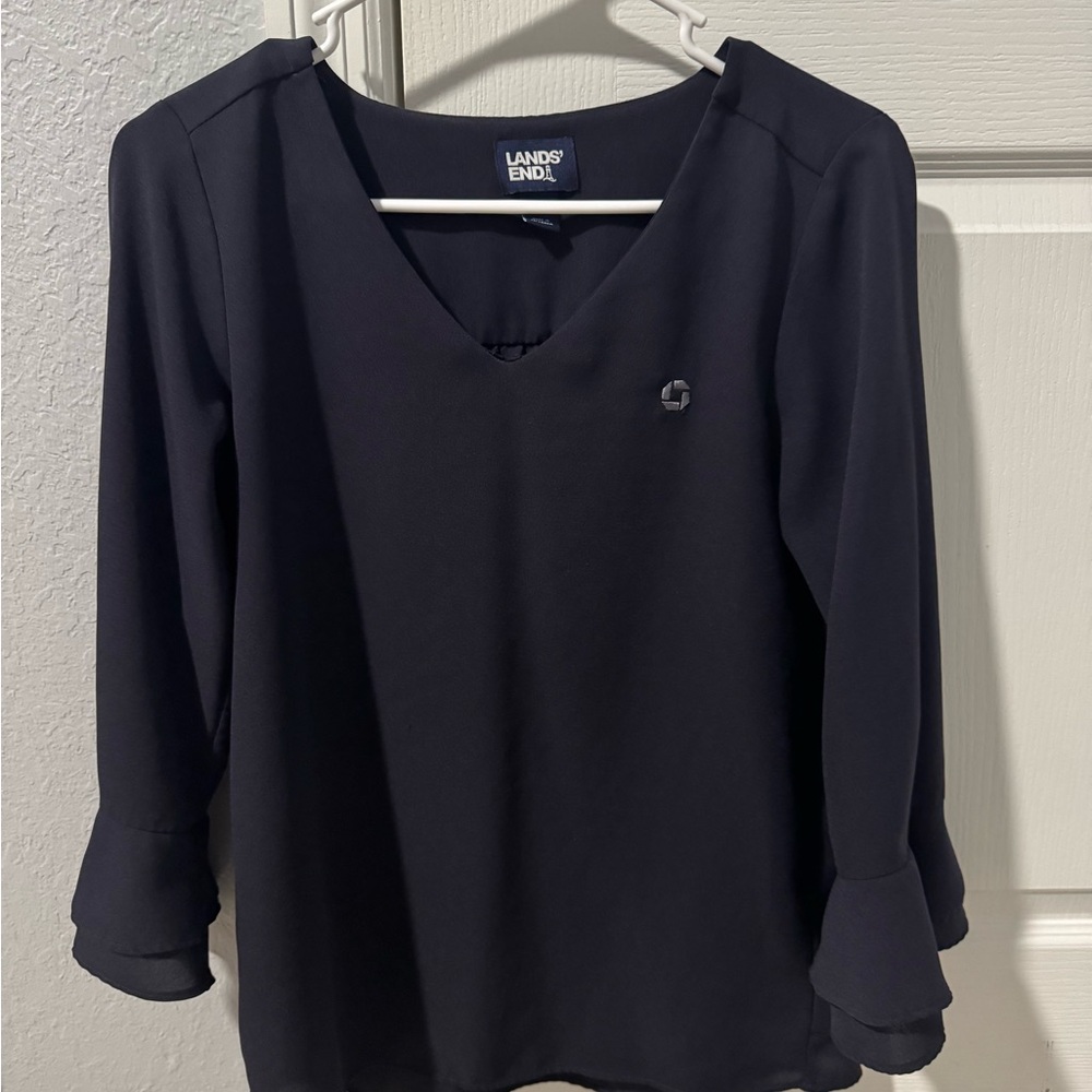 Lands' End Women's Elegant Navy Blouse